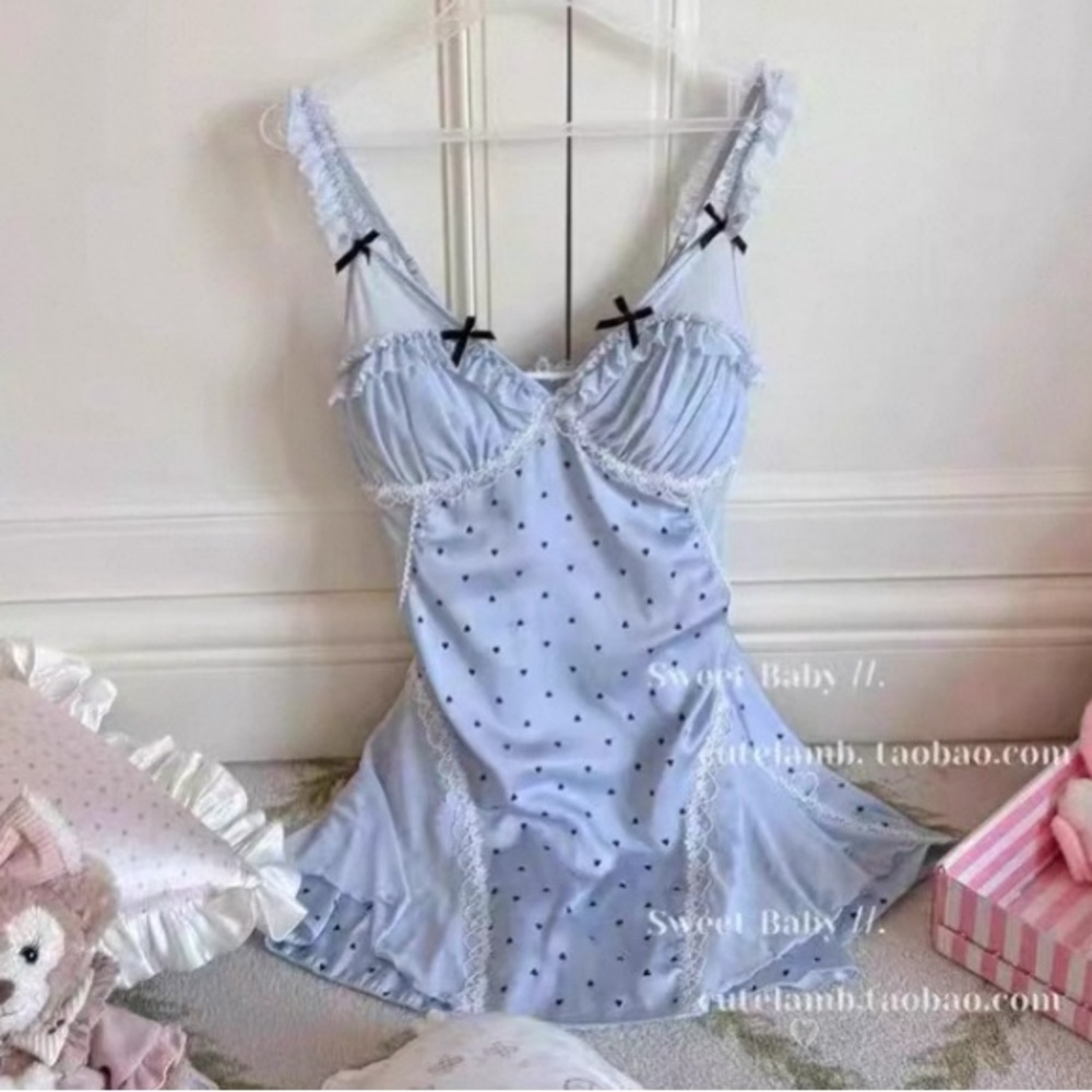 Blue Polka Dot Summer Dress/Nightgown